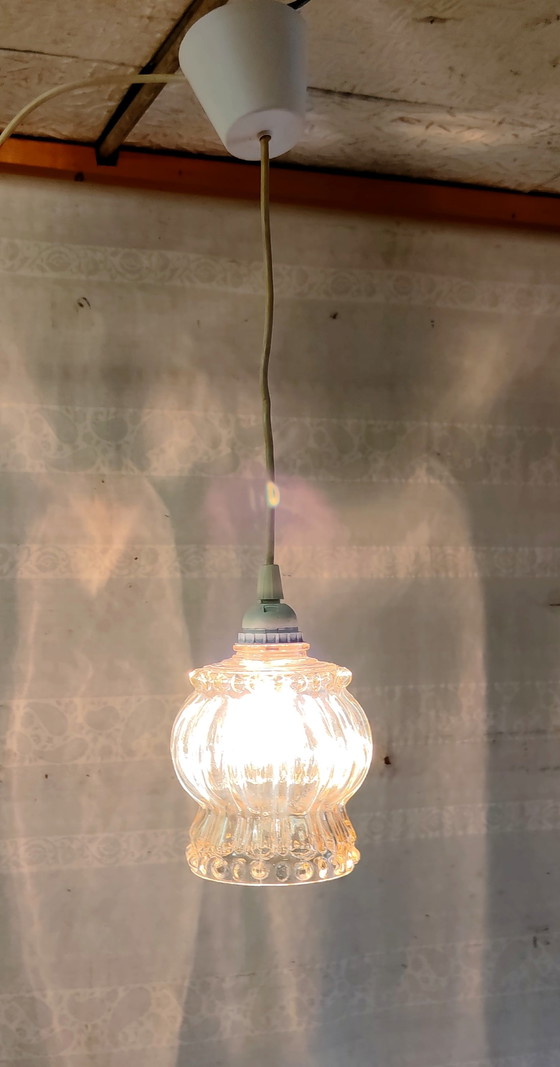 Molded Glass Globe Pendant Light - Mid-20th Century – Pendant lamps (photo 7 of 8)