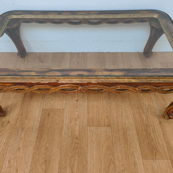 Tavolino da caffè Vintage Regency con piano in vetro. Legno – Tavolini da caffè, Glass, Wood (photo 11 of 12)