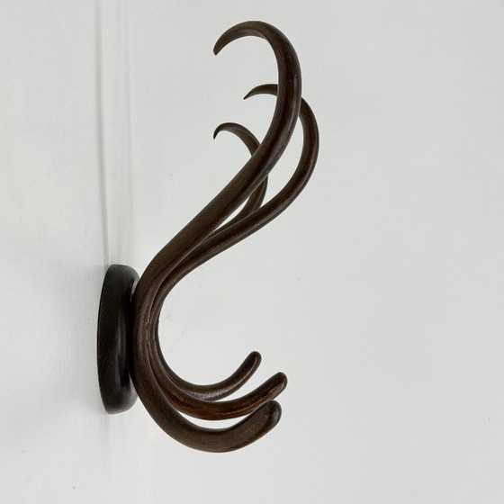 Image 1 of Perchero antiguo de pared de madera curvada de Thonet, década de 1930.