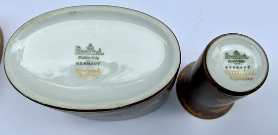 Image 1 of Rosenthal, Dressler 'Goldfeuer' jarrones, caja con tapa, candelabros, cuencos