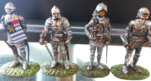 Set di 4 soldatini in piombo "Guerrieri del Medioevo" di Del Prado, scala 1/32