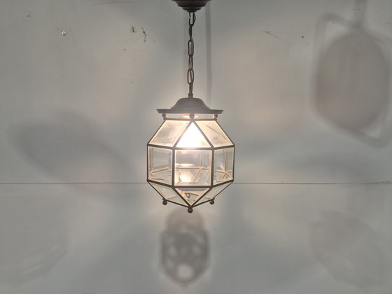 Image 1 of Amsterdamse school lantaarn met geslepen glas