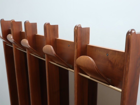 Image 1 of Vintage La Moderna houten kapstok uit de jaren 70 met spiegels voor in de hal.