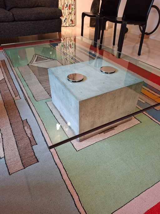 Table basse de Massimo & Lella Vignelli – béton & verre – bijzettafels, Glass