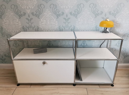 Original USM Haller Lowboard / Sideboard mit Klappe, weiß – dressoirs, Metal