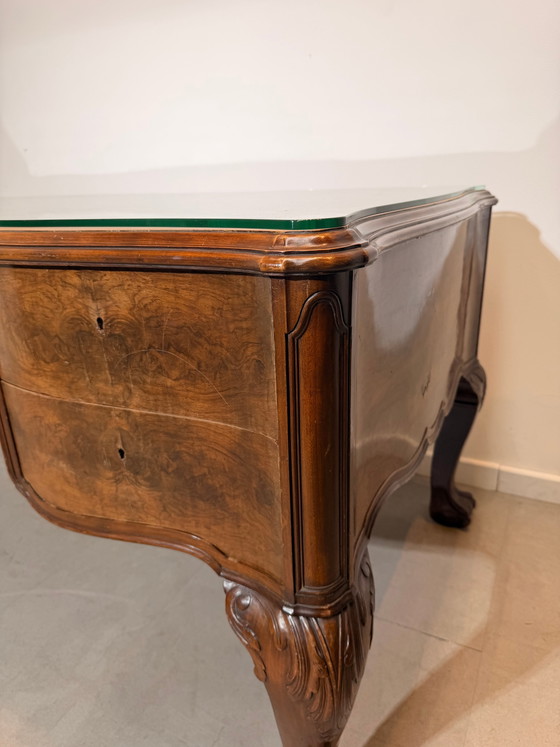 Antique Burr Walnut Partner’s Desk with Glass Top "chippendale" (photo 3 of 7)