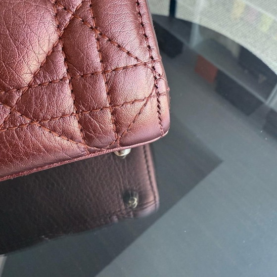 Image 1 of DIOR LADY MINI - PELLE DI VITELLO CANNAGE MARRONE, FERRAMENTA ORO, CINTURINO REGOLABILE