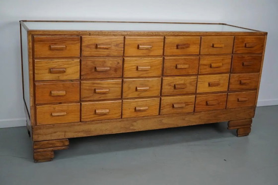 Image 1 of Meuble de mercerie/comptoir de magasin ancien en chêne britannique, années 1920/30