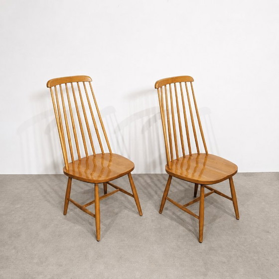 Image 1 of Set van 4 vintage Scandinavische houten stoelen