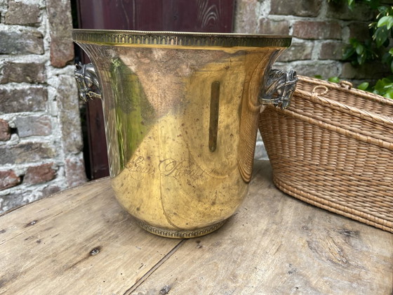 Image 1 of Enfriador de champán Enfriador de vino Louis Roederer plateado con cabezas de caballos