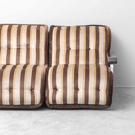 Divano modulare vintage Malga a 3 posti in tessuto a righe – Anni '70 – Sofà, Wood, Metal, Italian Design (photo 6 of 13)