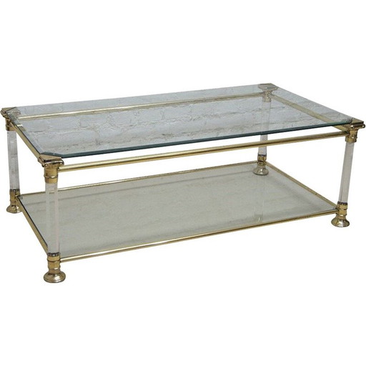 Vintage Couchtisch aus Metall, Lucite und Glas, Italien 1970