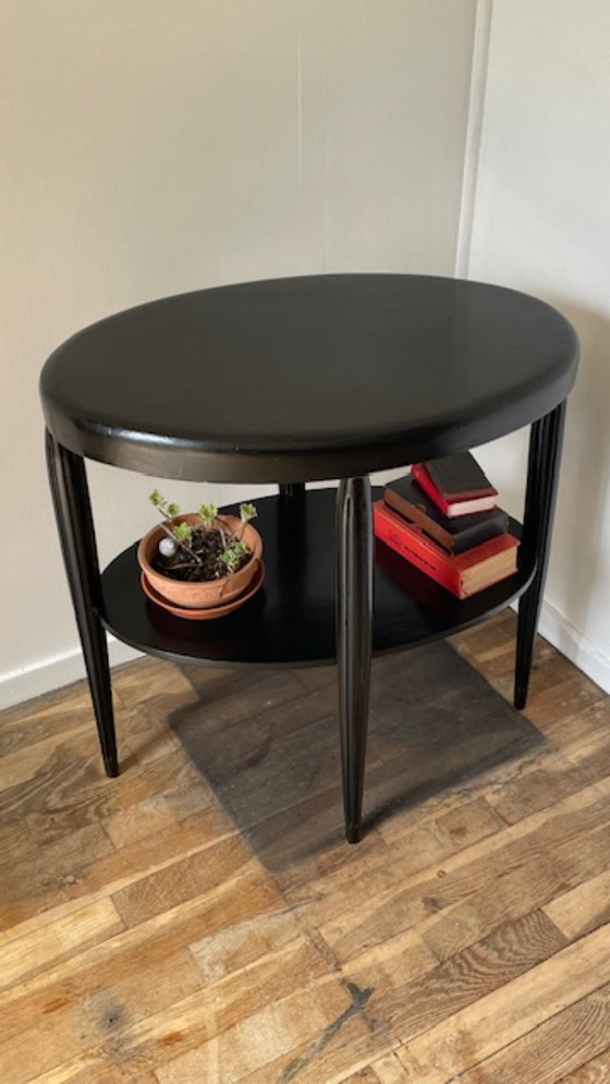 Image 1 of Art Deco Black Wood Console Table