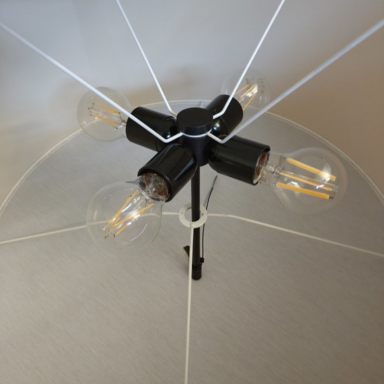 Image 1 of Grote Stéphane Davidts hanglamp Ø60 cm – rode stoffen kap