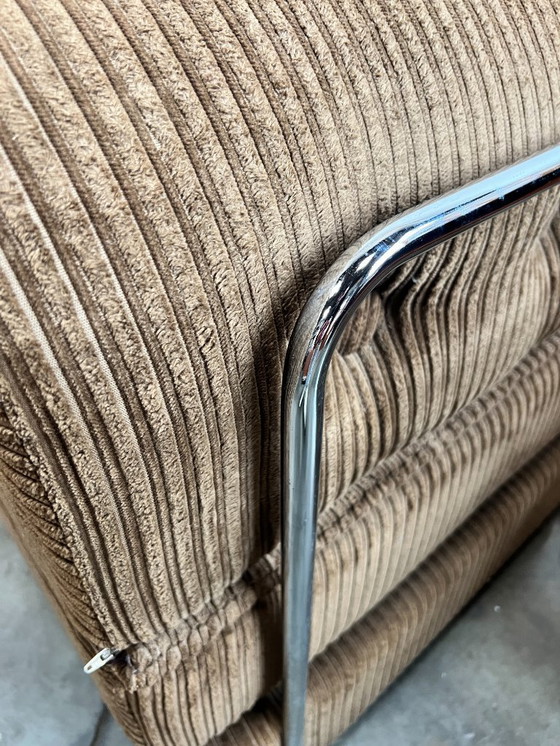 Image 1 of Vintage Fauteuil, Daybed/uitklapbed, Bruin Corduroy, 1970