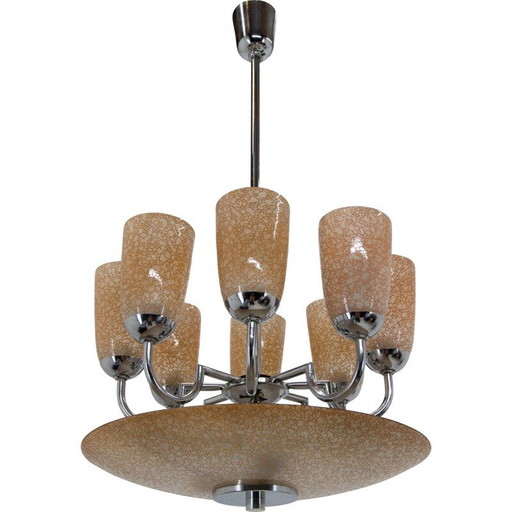 Lampadario cromato art déco vintage