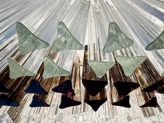 Image 1 of Weelderige kroonluchter van Paolo Venini voor Vivarini, Muranoglas/Prismaglas, Italië, jaren 70, op maat gemaakt