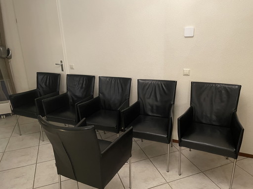 Esszimmerstühle (6) aus schwarzem Leder