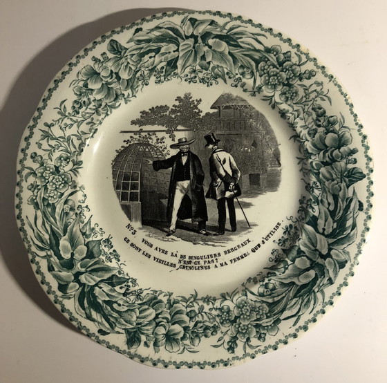 Image 1 of 3x Creil and Montereau talking plates (19th c.)