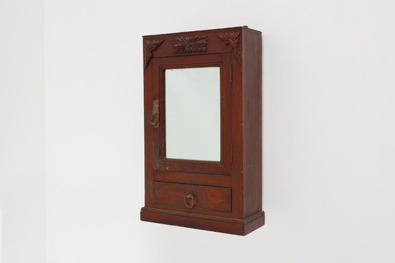 Image 1 of Art Deco scheerkast in hout met afgeschuinde spiegel, Frankrijk