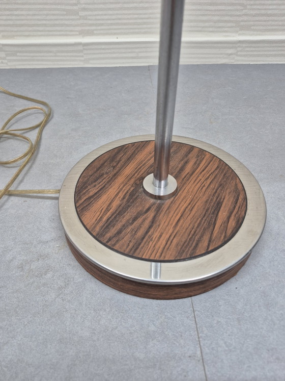 Lampadaire vintage Herda. Lampe sur pied années 60, 70. – Chrome, Textile (photo 3 of 15)