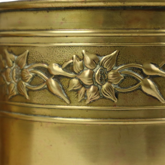 Oude Messing Repoussé Bloembakken Unis Paris – Plantenbak, Brass (photo 14 of 18)