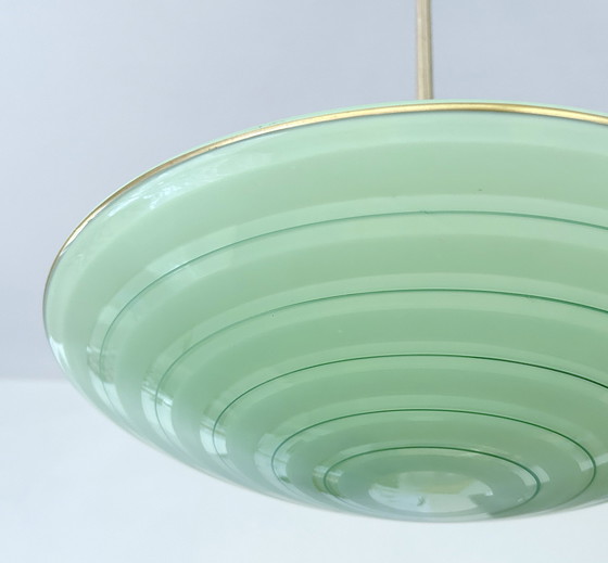 Image 1 of Vintage Art Deco  Glass Pendant Lamp