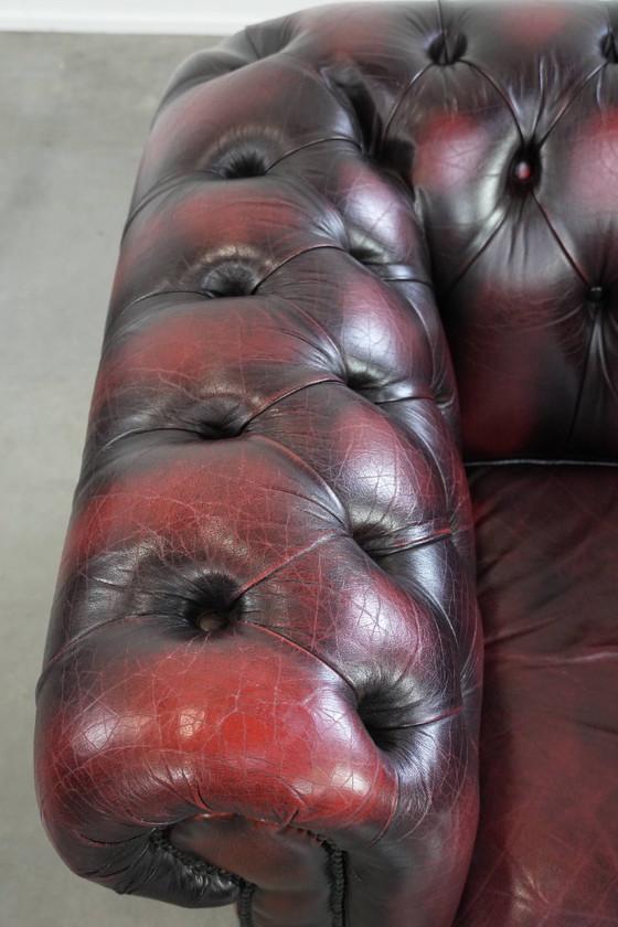 Image 1 of Englischer Chesterfield-Ledersessel auf Rollen, verziert mit Ziernieten