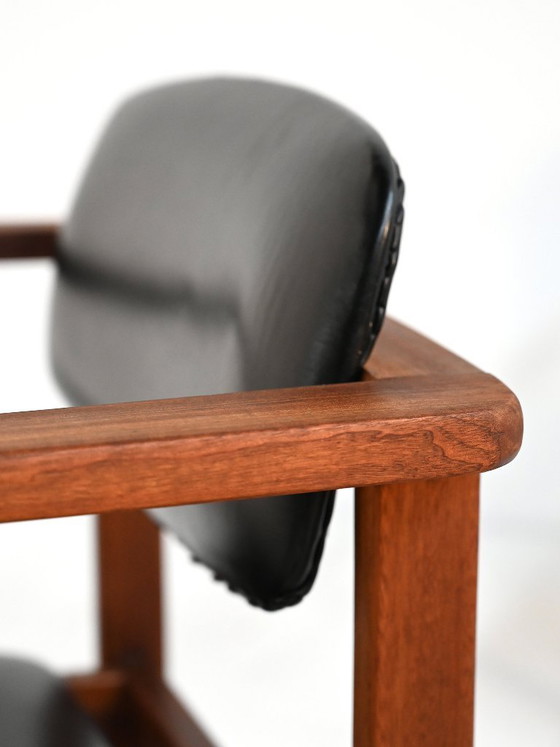 Image 1 of Teak and leather chairs, Denmark 1960s