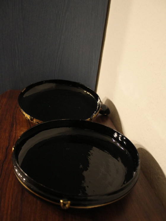 Image 1 of Antike Lackdose Schildkröte Holzschatulle Schmuckdose handbemalt