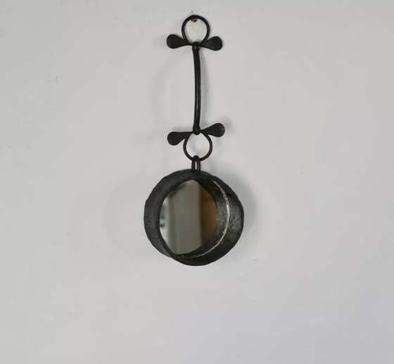 Image 1 of Miroir Suspendu en Métal, Années 50