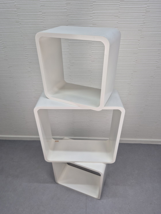 Image 1 of Cube/cube blanc, meuble modulaire vintage de l'ère spatiale.