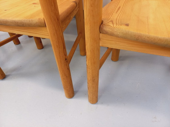 Image 1 of Set van 6 vintage Scandinavische Rainer Daumiller fauteuils van grenenhout uit de jaren 70.