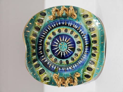 Ceramic Plate from H. Bequet Quaregnon, Belgium, 1950s