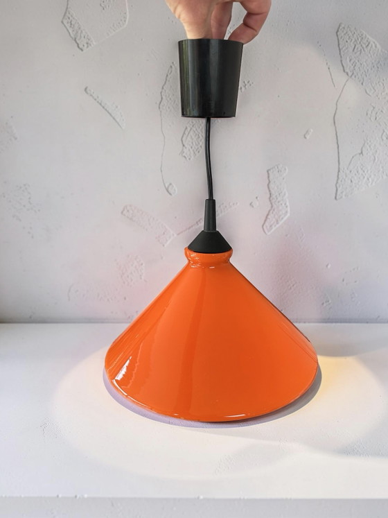 Lampada a sospensione vintage in vetro arancione "Cappello da strega" anni '70/'80 Space Age Retro Lampada (photo 4 of 11)
