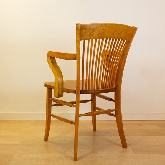 Image 1 of Chaise de bureau vintage espagnole en chêne des années 1940