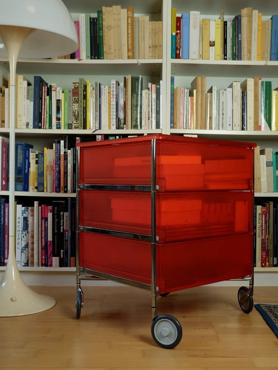 Image 1 of Contenitore Kartell Mobil 3 in rosso di Antonio Citterio