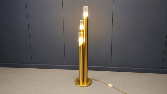 Image 1 of Vintage vloerlamp van messing en Murano-glas, Italië, jaren 70.