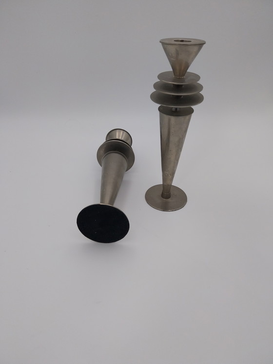 Image 1 of 1 x set di 2 candelieri di Paul Wood stile post moderno memphis anni '80