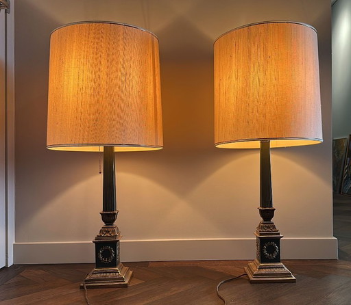 Lampade da tavolo in stile Impero francese (set di 2) – Ottone dorato, design neoclassico