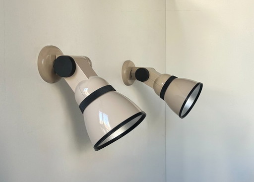 Paire d'appliques vintage orientable, métal laqué beige, Lita, France 1980