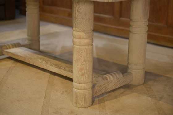 Mesa Art Déco de roble blanqueado al estilo de Jean-Charles Moreux, década de 1940. – Mesas de comedor, Wood (photo 7 of 14)