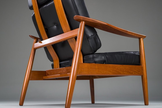 Image 1 of  Mid Century Modern FD 164 fauteuil in teak en zwart leer van Arne Vodder voor Cado, Denemarken, 1960