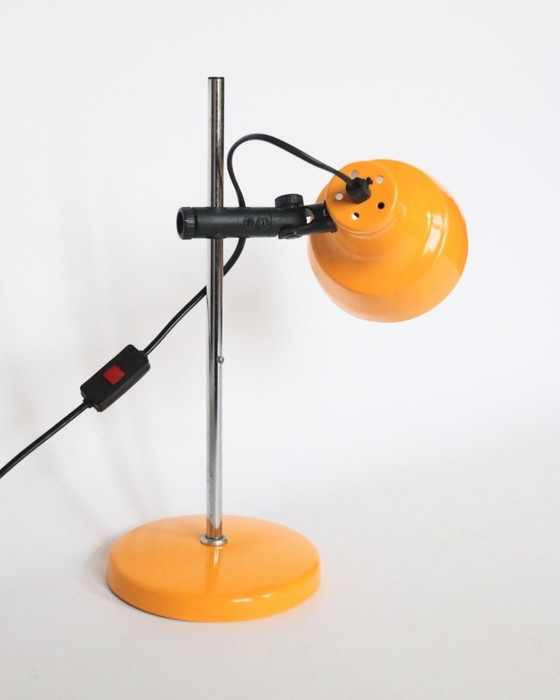 Image 1 of Vintage desk lamp ochre yellow lamp retro chrome table lamp