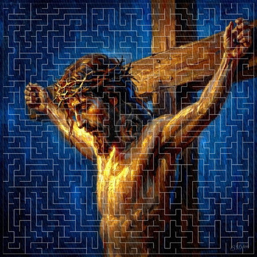 Jesus Christ on the Cross / Impressionist painting (60x60 cm)