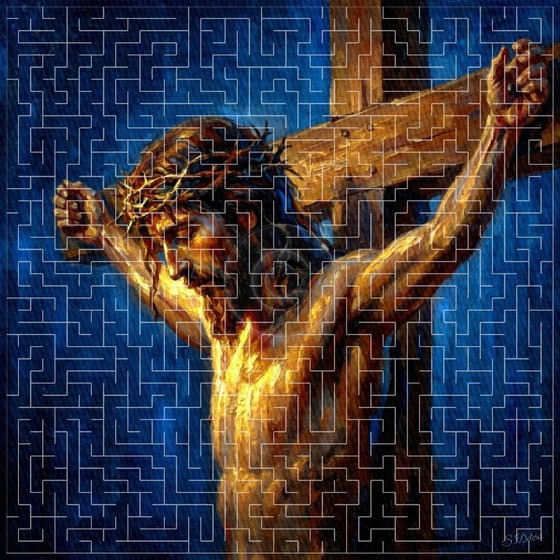 Image 1 of Jesus Christ on the Cross / Impressionist painting (60x60 cm)