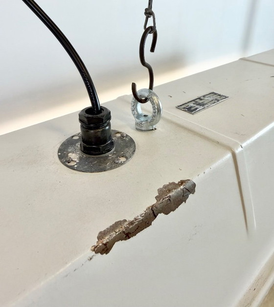 Image 1 of Beige industriële hanglamp met buisarmatuur van Famor, jaren 70