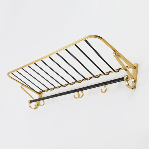 Mid-Century Coat Rack in Gold and Black Aluminium, Belgium 1960s