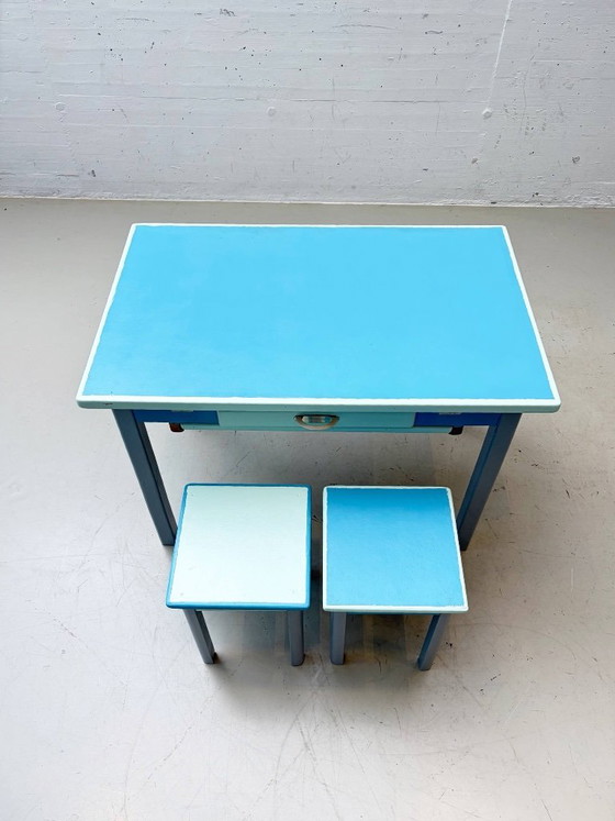 Vintage Kitchen Table Set with two Stools, 1960s – Dining tables, Wood (photo 3 of 20)