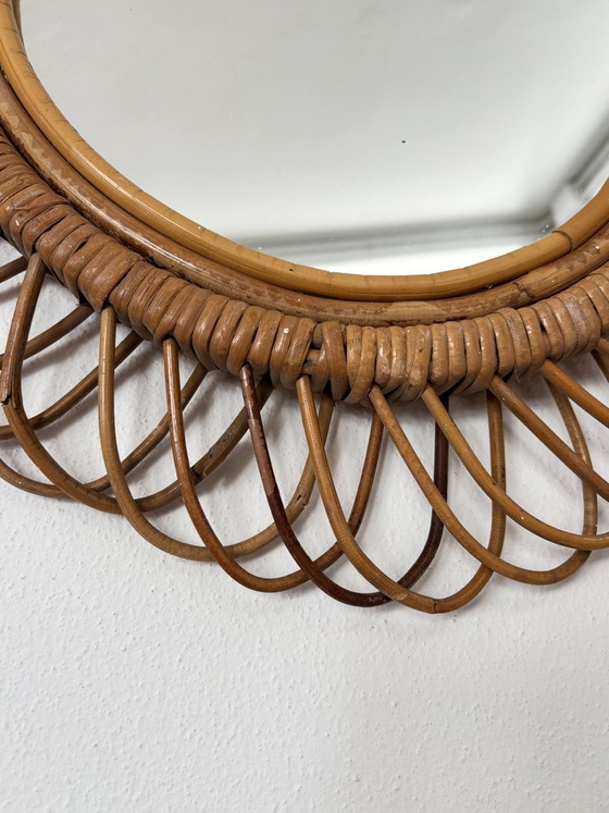 Bamboe en Rotan Spiegel, Italië, jaren '60 – Rieten, Mid Century Modern (photo 6 of 9)